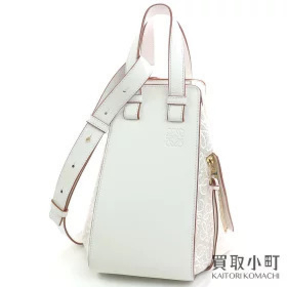 Loewe Repeat Hammock Bag Calf Leather Anagram Embossed 2Way Crossbody Bag White